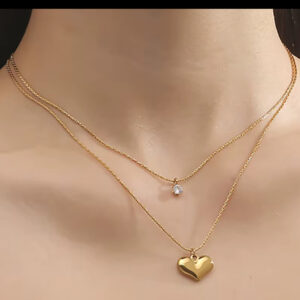 Layered Stainless Steel Gold Necklace Set