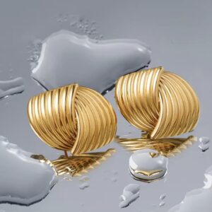 Sculptural Gold Ribbed Earrings