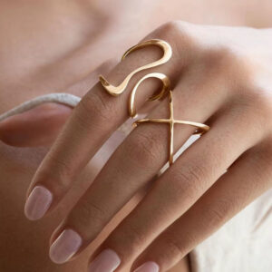 Abstract Gold Statement Rings Set