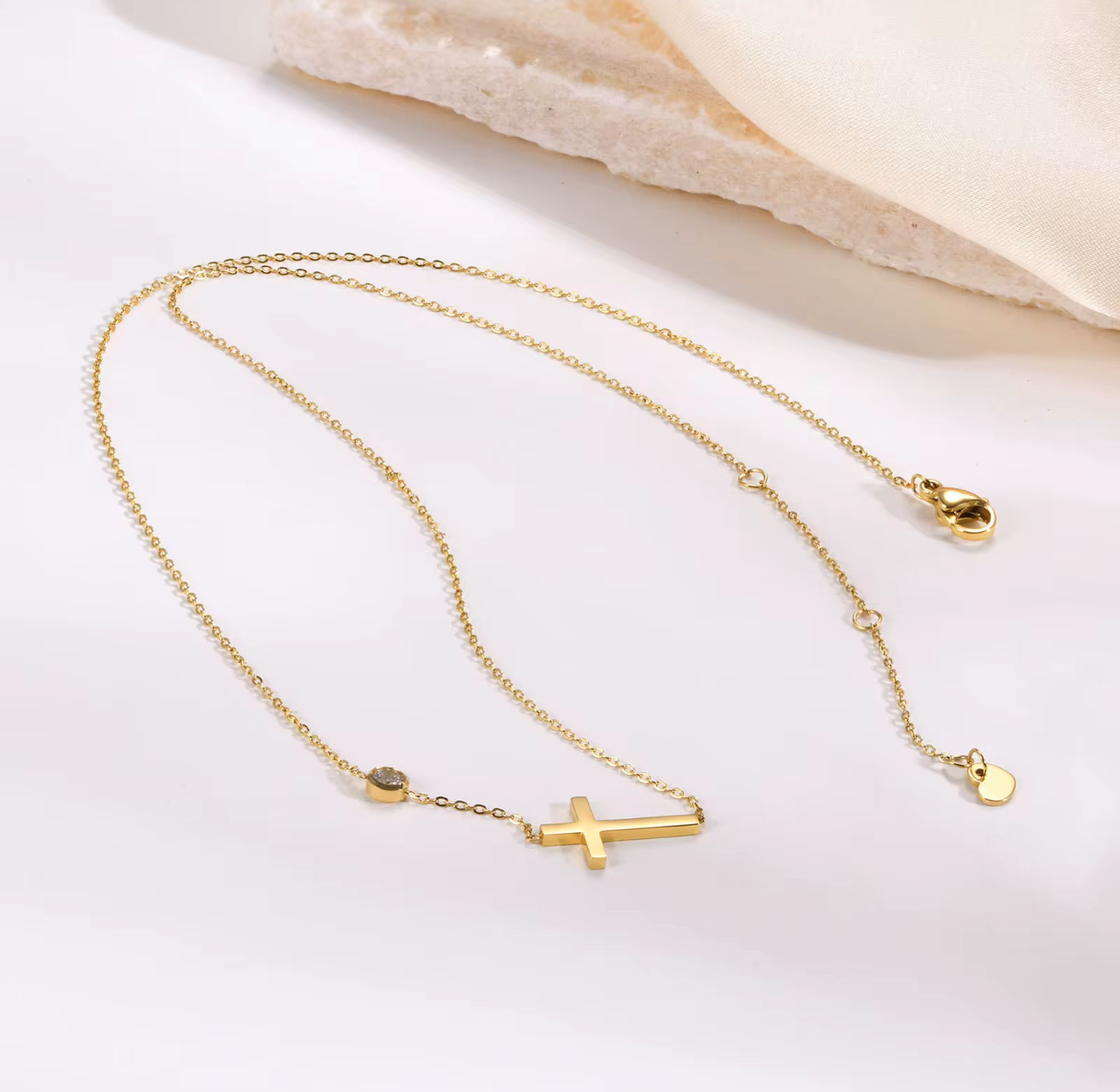 Minimalist Gold Stainless Steel Cross Necklace