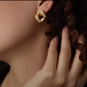 ✨ Stainless Steel Crystal Square Earrings